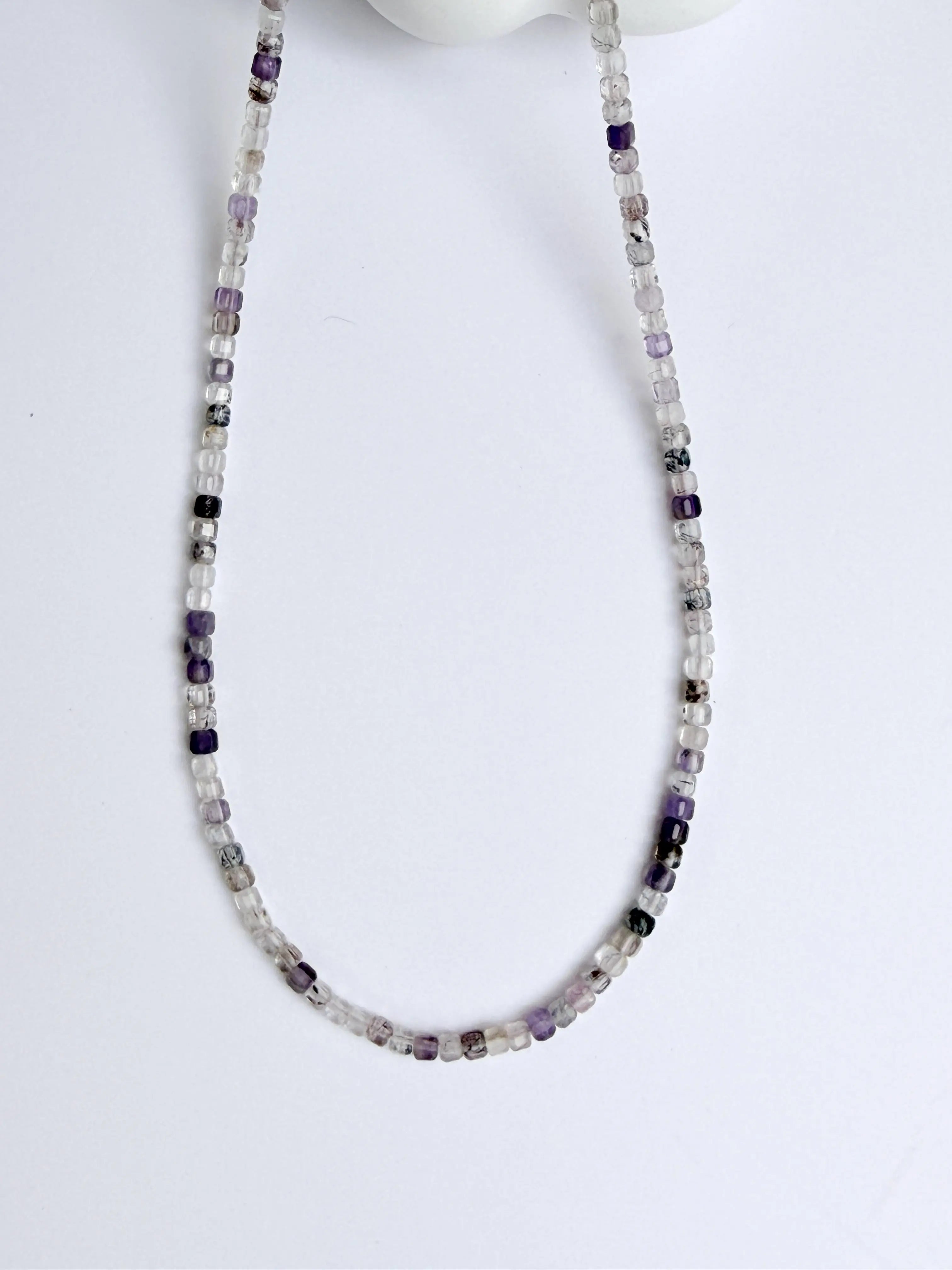 Ethereal Union - Super 7 Amethyst Japanese Minimalist Necklace view 4